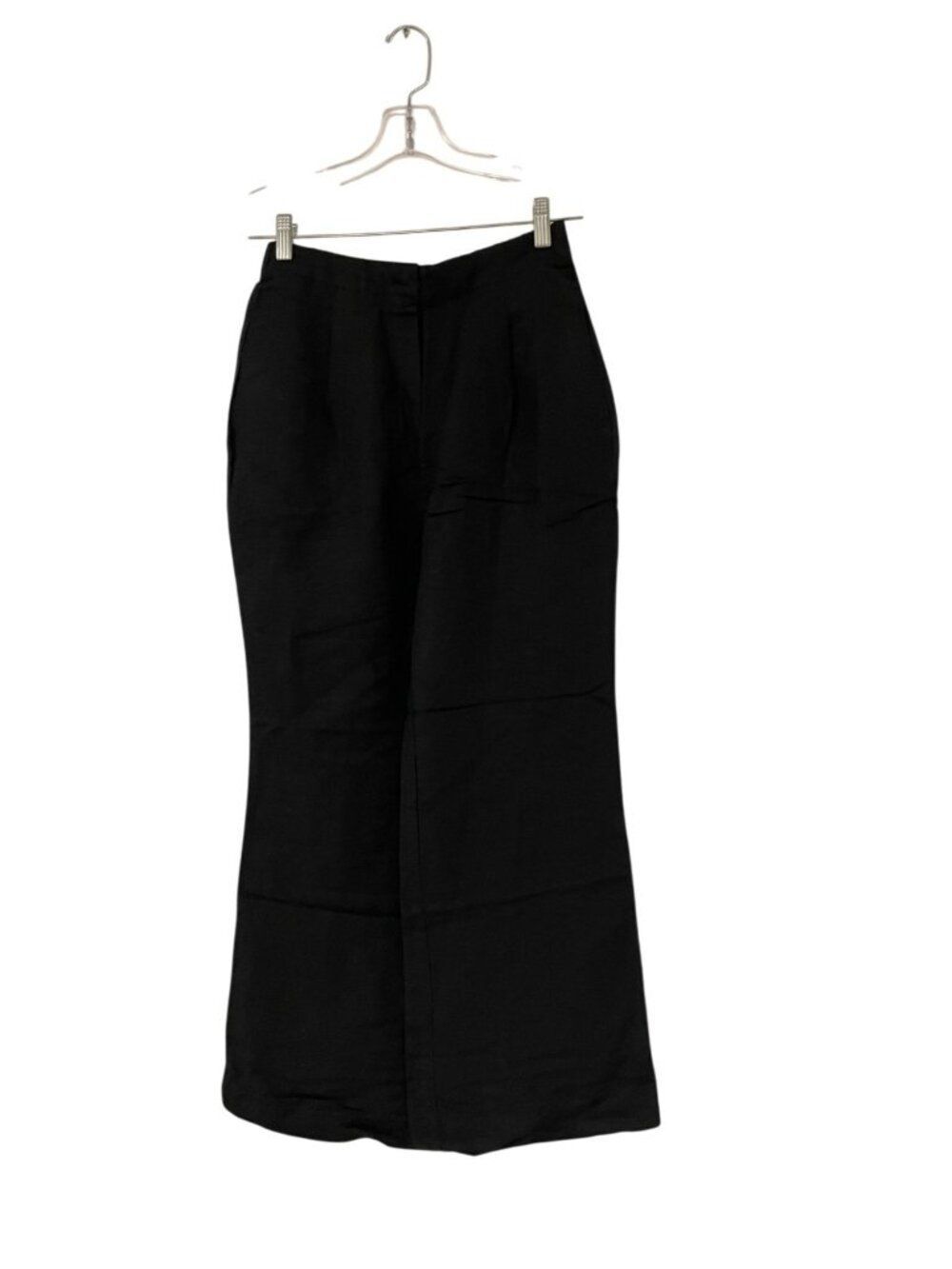 Oysho Womens Linen Blend Wide Leg Pants cropped Size S Black 0317/193 NWT